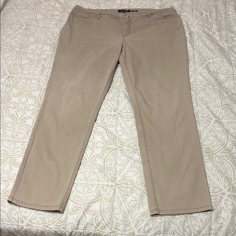 Lafayette 148 New York Thompson Straight Leg khaki/beige Jeans size 16